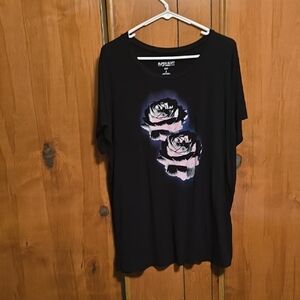 Torrid Black Tee with Pink Floral Graphic